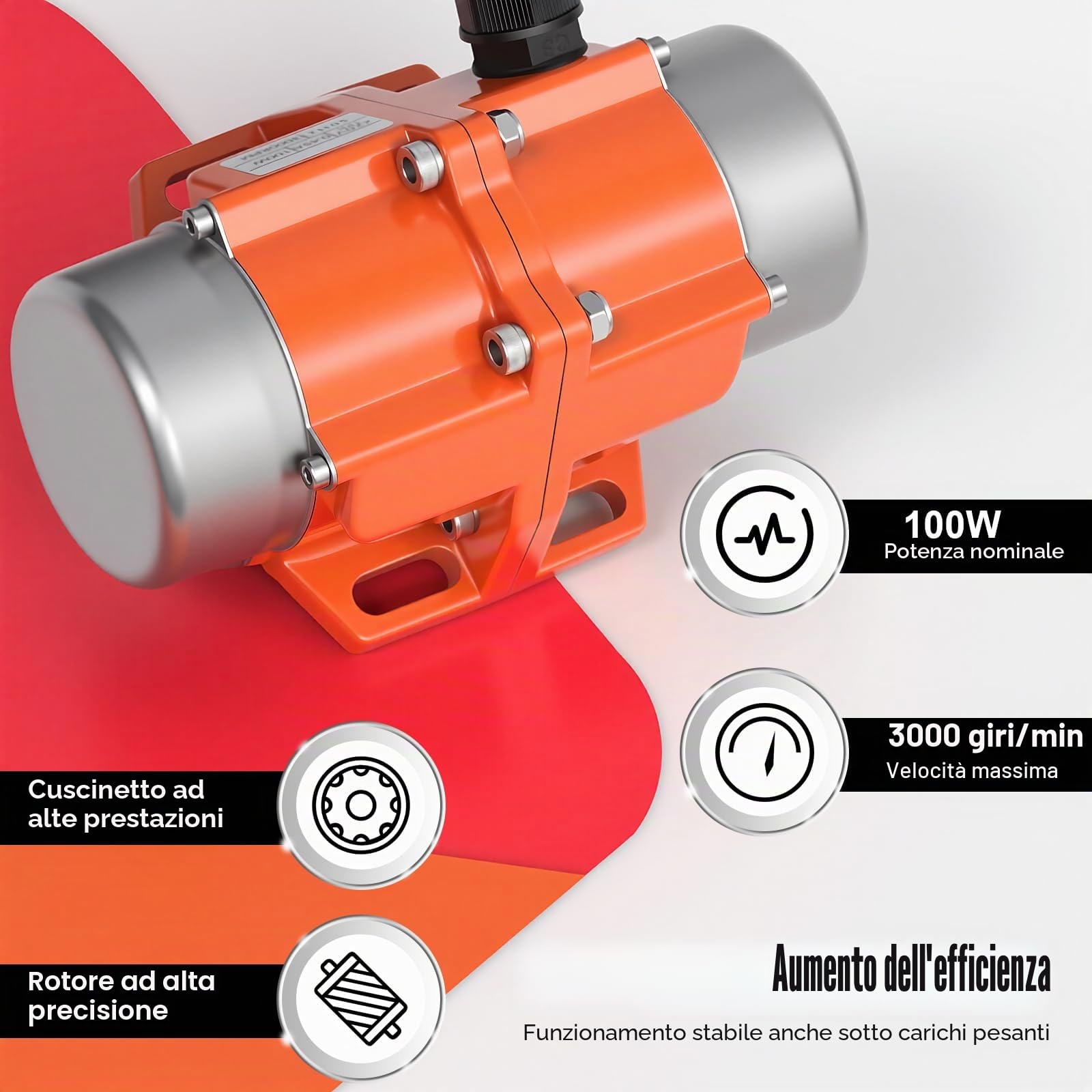 Motore a vibrazione con regolatore di velocità, 100 W, 220 V, vibratore elettrico, 3000 giri/min, motore multiuso, vibratore a basso rumore, motore vibrante per minerari, metallurgia, carbone