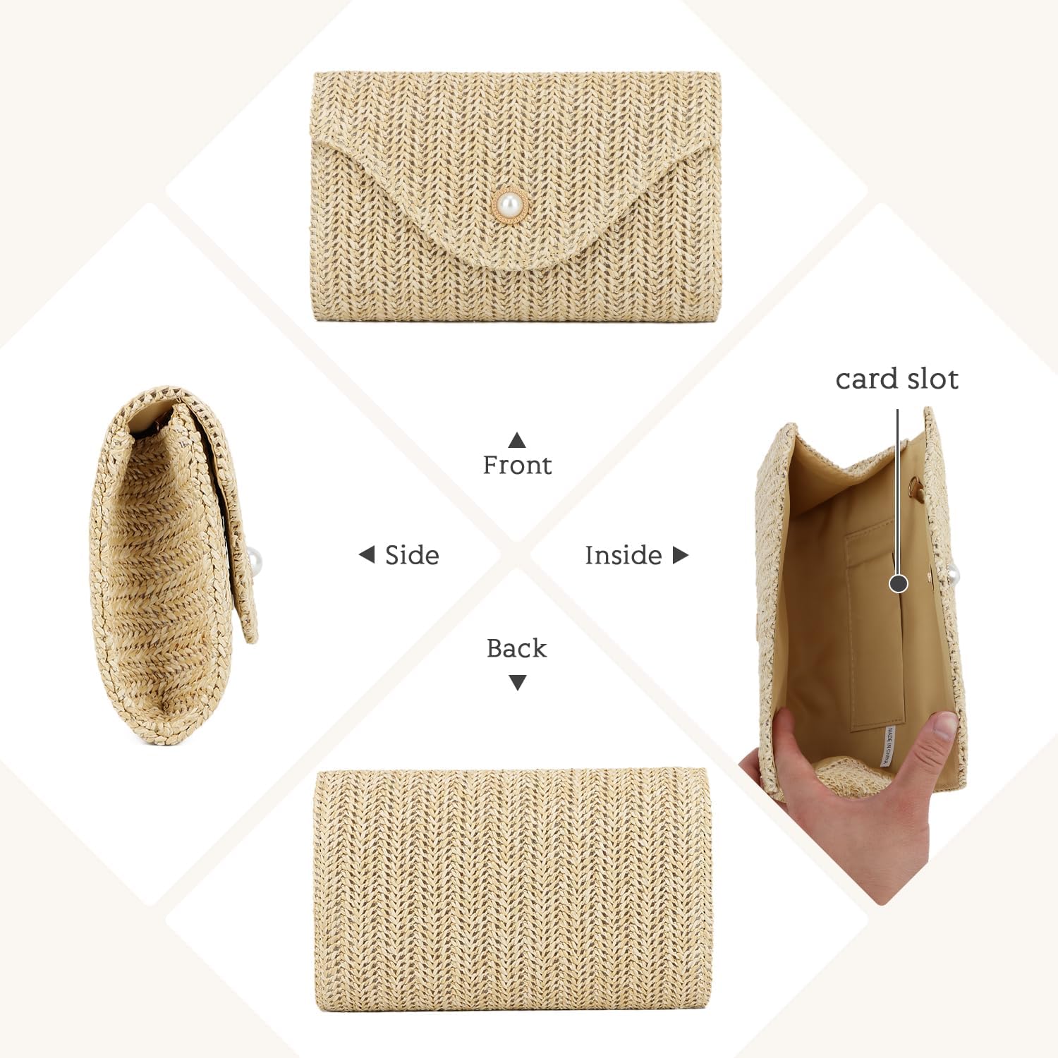 Oweisong Straw Clutch Purses for Women Summer Pearl Evening Bag Small Beach Woven Purse and Handbags 2026