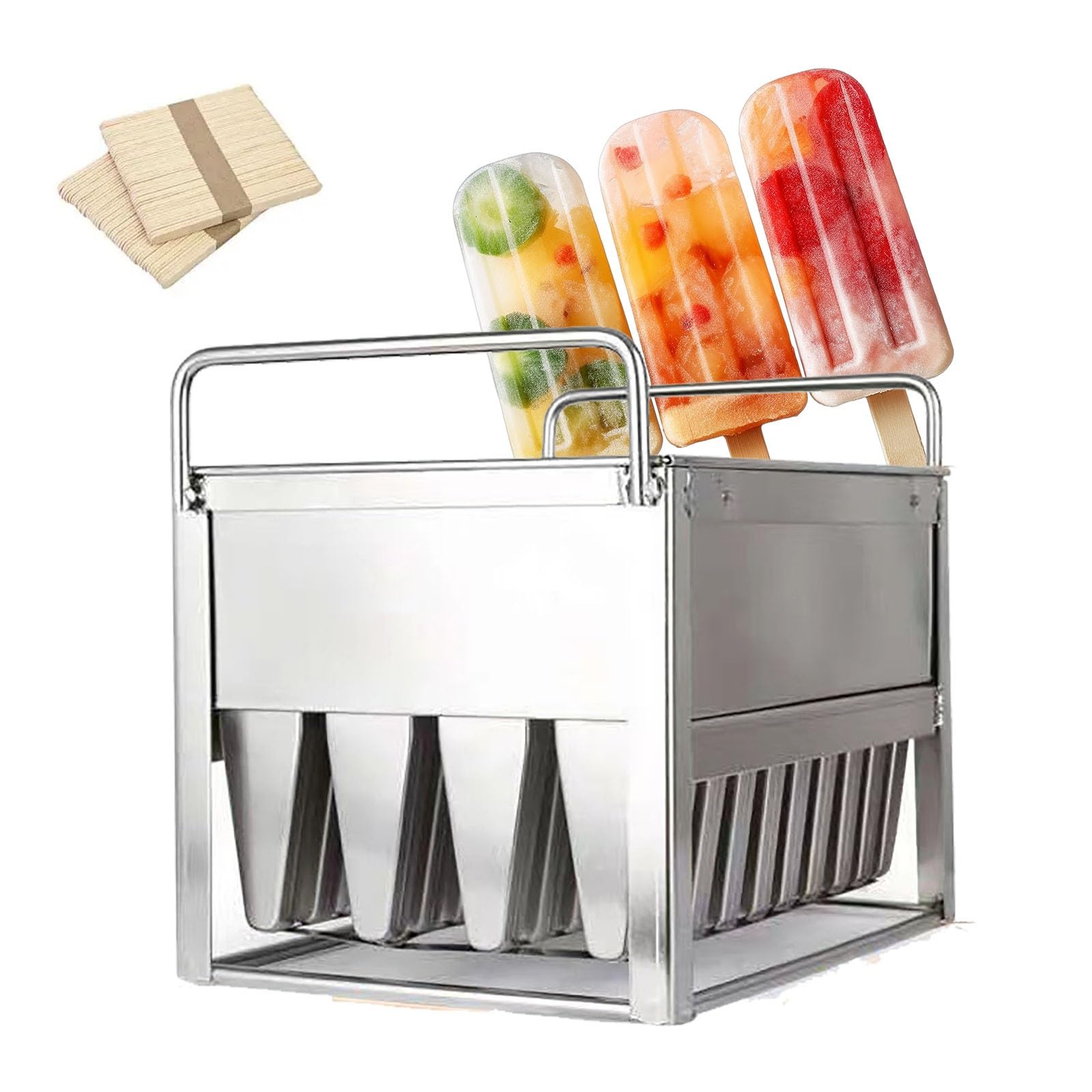 Moldes para paletas de acero inoxidable, para hacer helados con palos de madera para golosinas caseras
