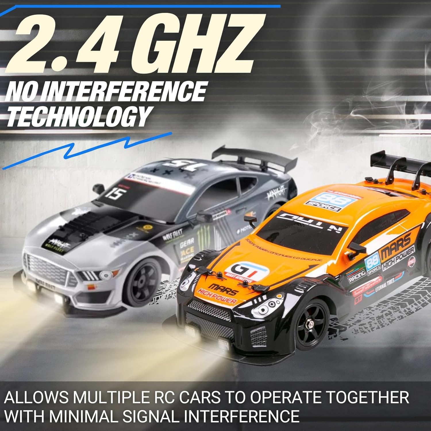 Liberty Imports RC Drift Car 1/16 2.4GHz 4WD Remote Control Sport Racing On-Road Vehicle with LED Light, Batteries and Drift Tires (Blue)