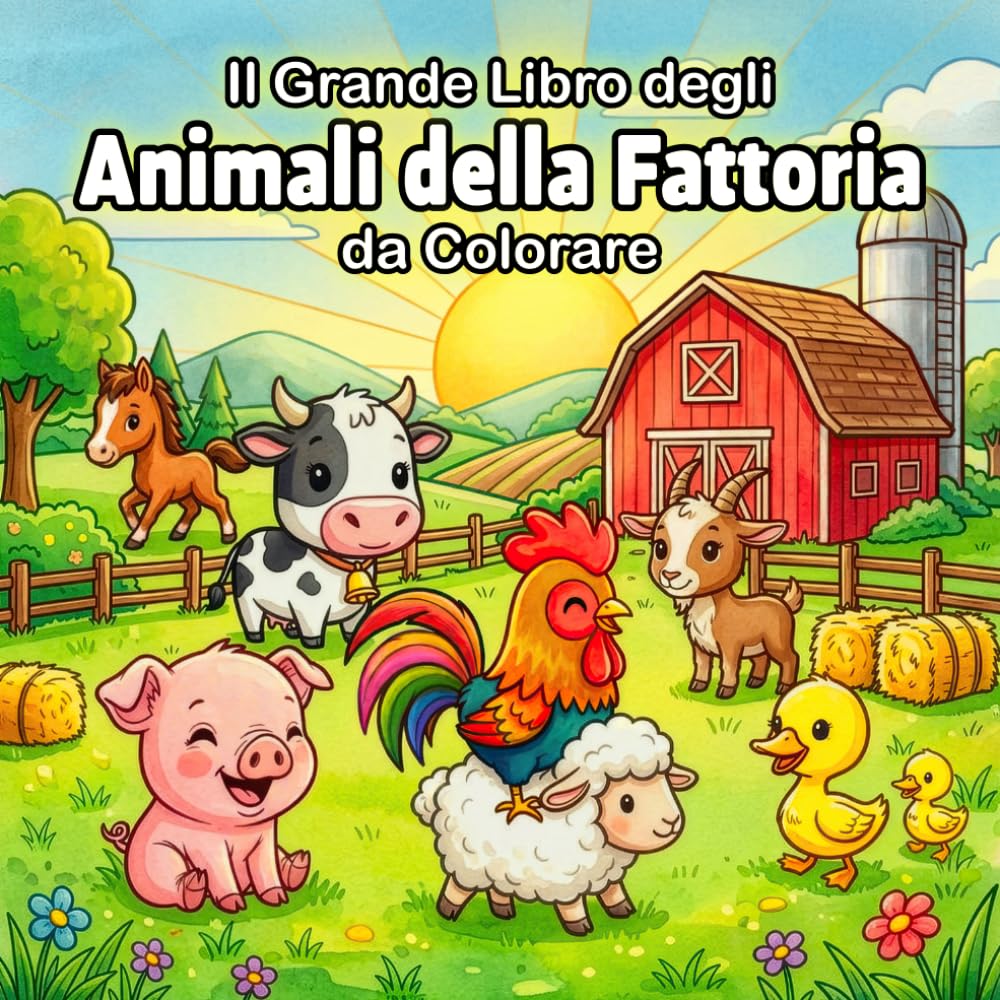 Il Grande Libro degli Animali della Fattoria da Colorare: 50 Disegni Kawaii con Linee Spesse | Attività per Sviluppare la Motricità Fine, Creatività e Divertimento Senza Schermi per Bambini 4-8 Anni