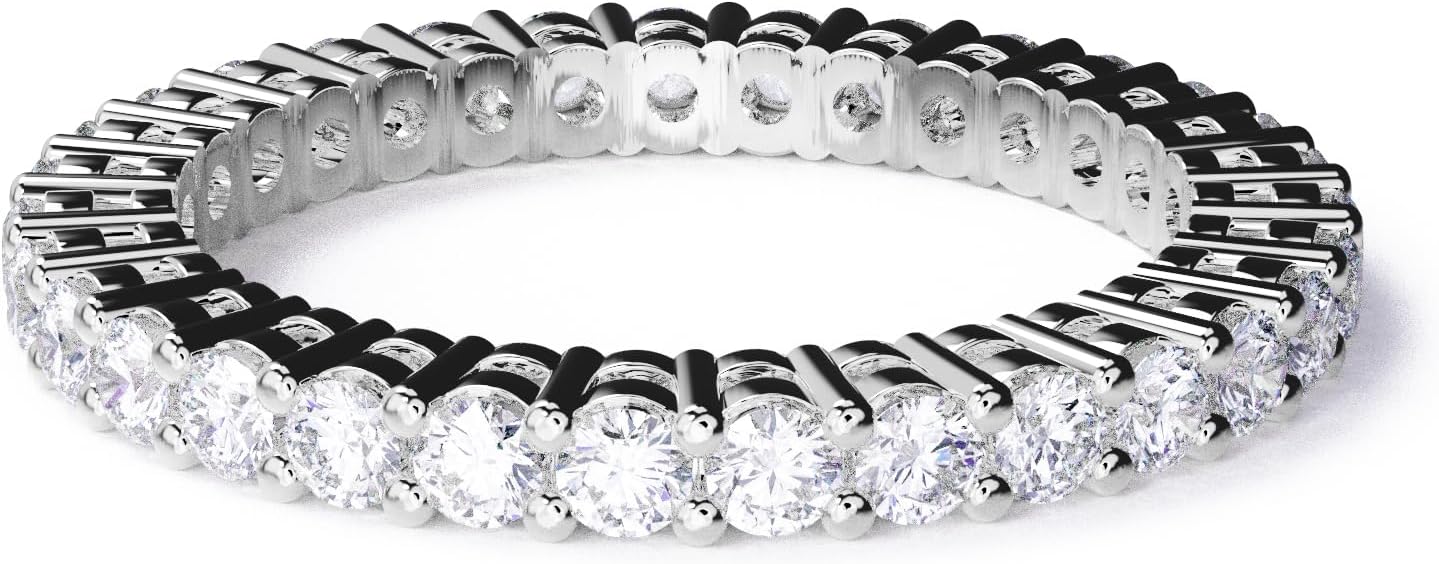 Solid 10k Gold Eternity Ring for Women Moissanite Wedding Anniversary Band D-F Color VVS1 Quality
