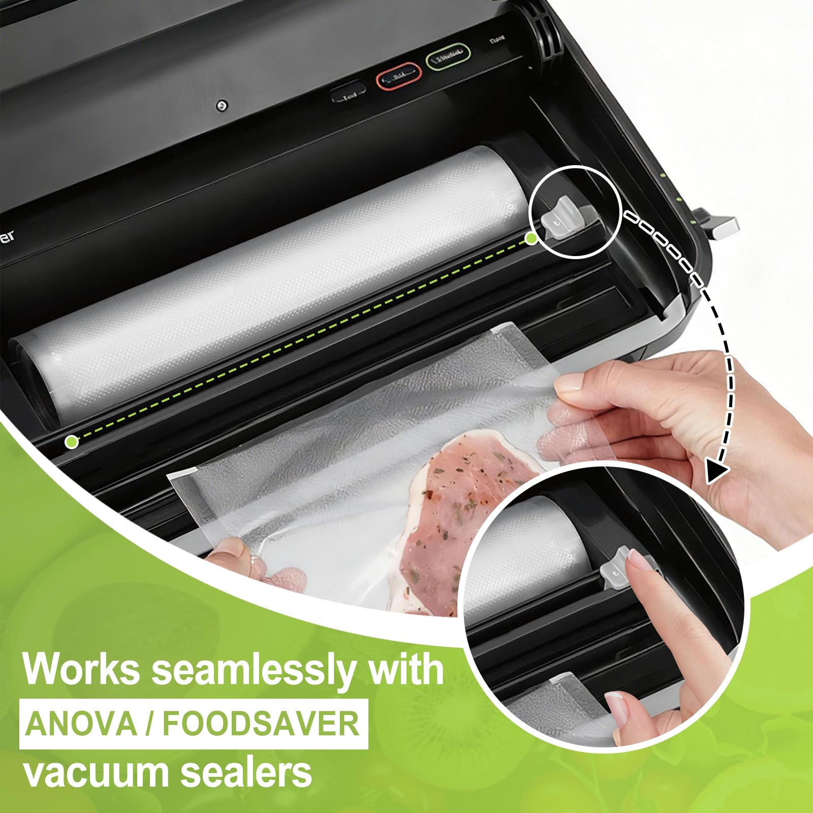 4 rollos de bolsas de sellador al vacío, compatibles con la mayoría de selladores al vacío, 11 x 16,4 pulgadas y 8,3 x 16,4 pulgadas, resistentes sin BPA para preparación de alimentos, Sous Vide