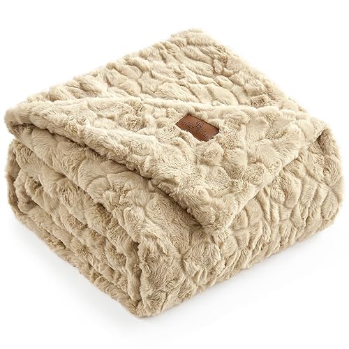 Cozy Bliss Faux Fur Throw Blanket for Couch, Fuzzy Soft