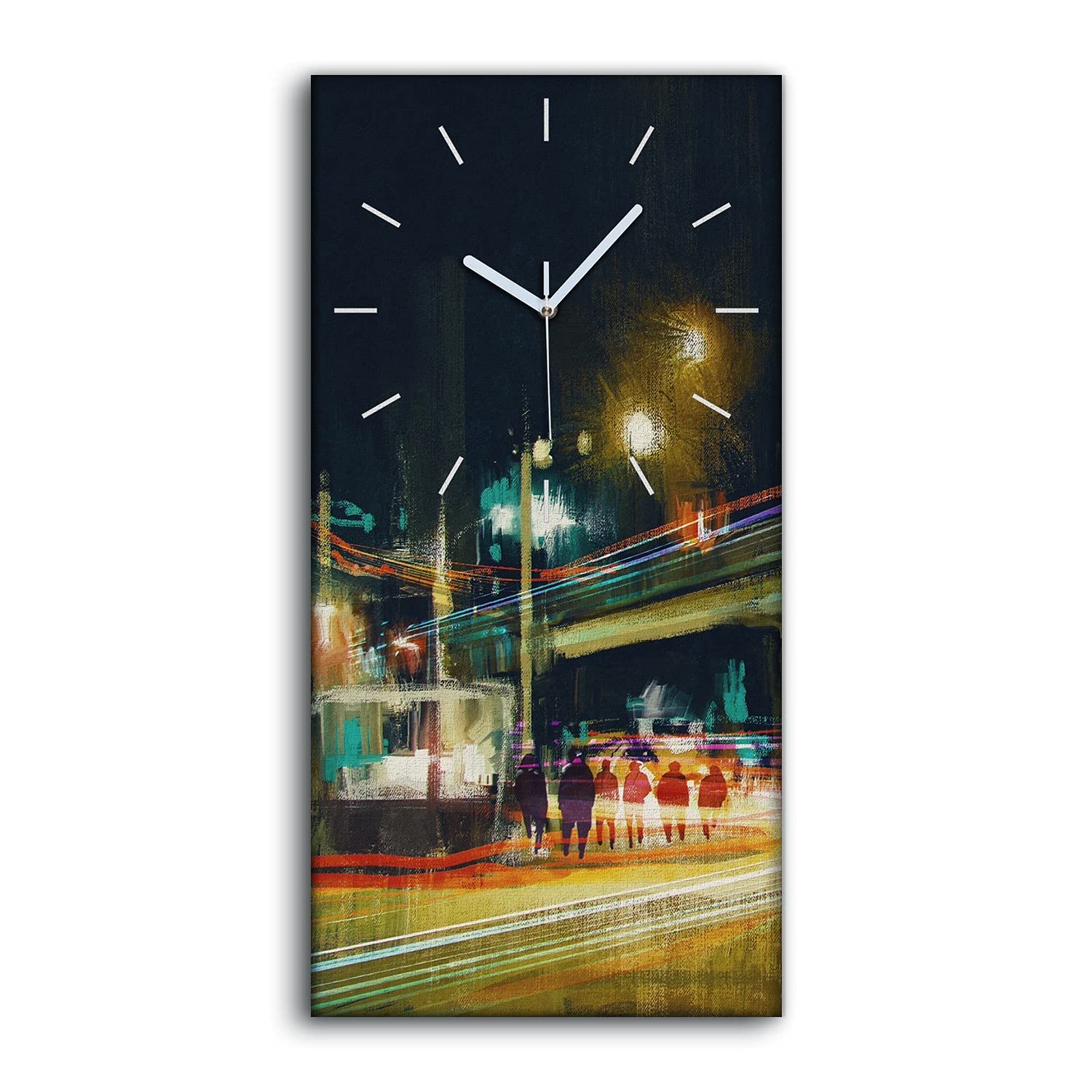 Horloge sur Toile Art Moderne Peinture Numérique de Nuit Salon Raffiné