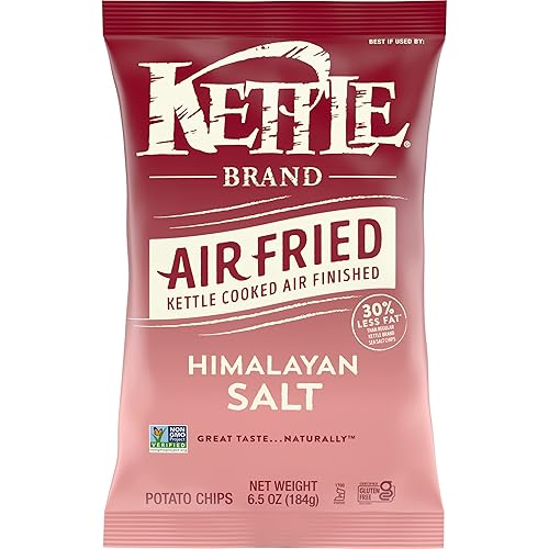 Kettle Brand Papas fritas con sal del Himalaya frita al aire, 6.5 onzas (paquete de 12)