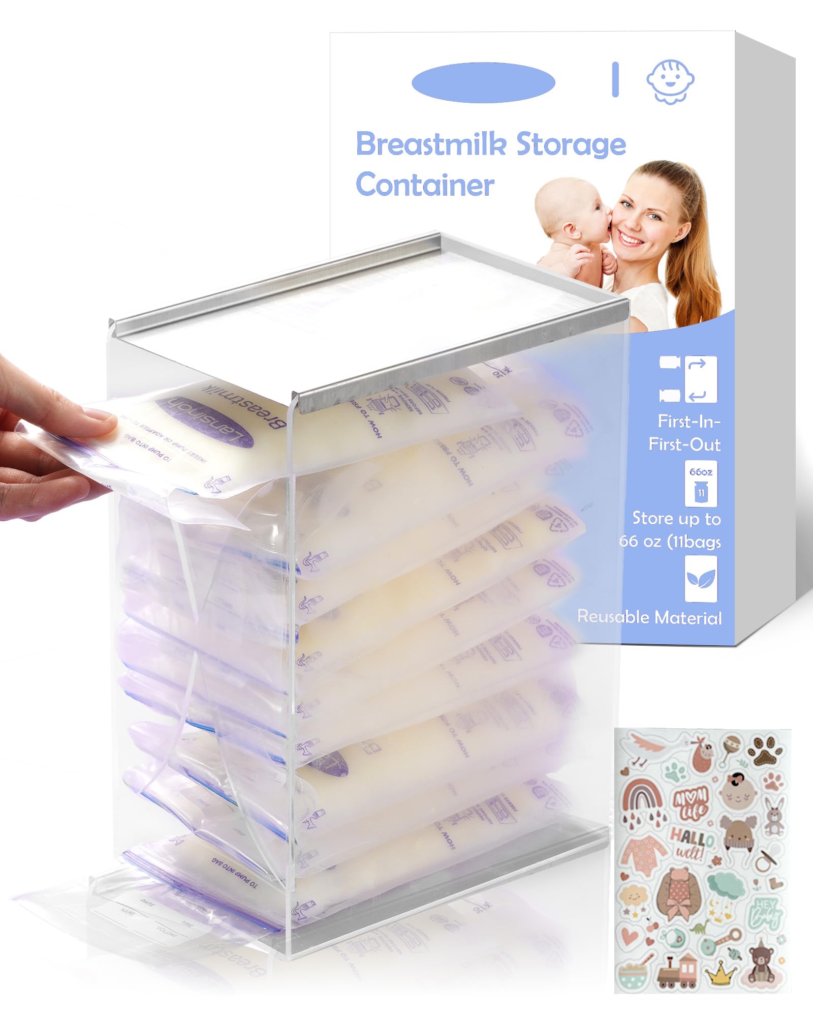 Jrssae Freeze Organizer for Breastmilk Storage Bag, First