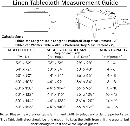 Miniatura 3 de Solino Home Mantel de lino azul aguamarina de 52 x 52 pulgadas, mantel cuadrado de lino 100% puro, Fete, lavable a máquina para el verano