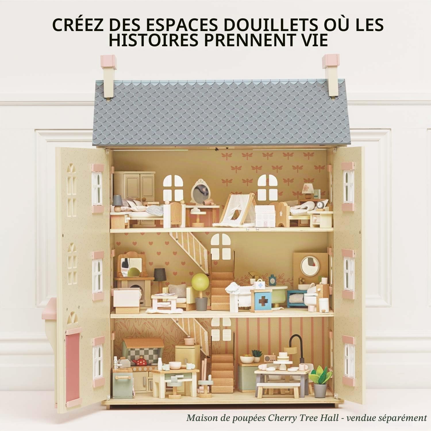 Le Toy Van - Wooden Doll House Daisylane Children's Bedroom Play Set For Dolls Houses , Dolls House Furniture Sets - Suitable For Ages 3+