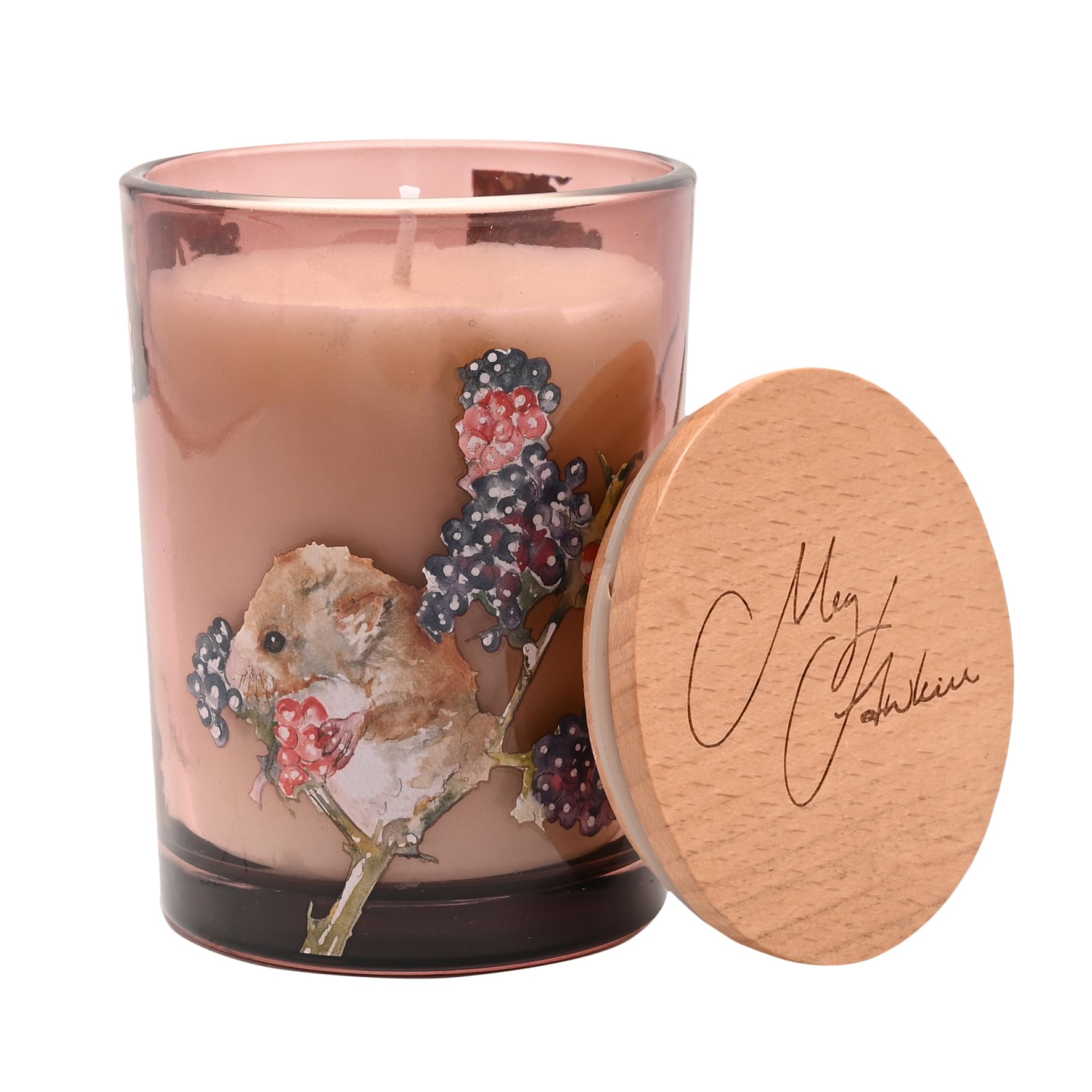 Meg Hawkins 250g Candle – Glass Jar with Watercolour Wildlife Design – Luxury Fragranced Home Décor Gift. (Field Mouse)