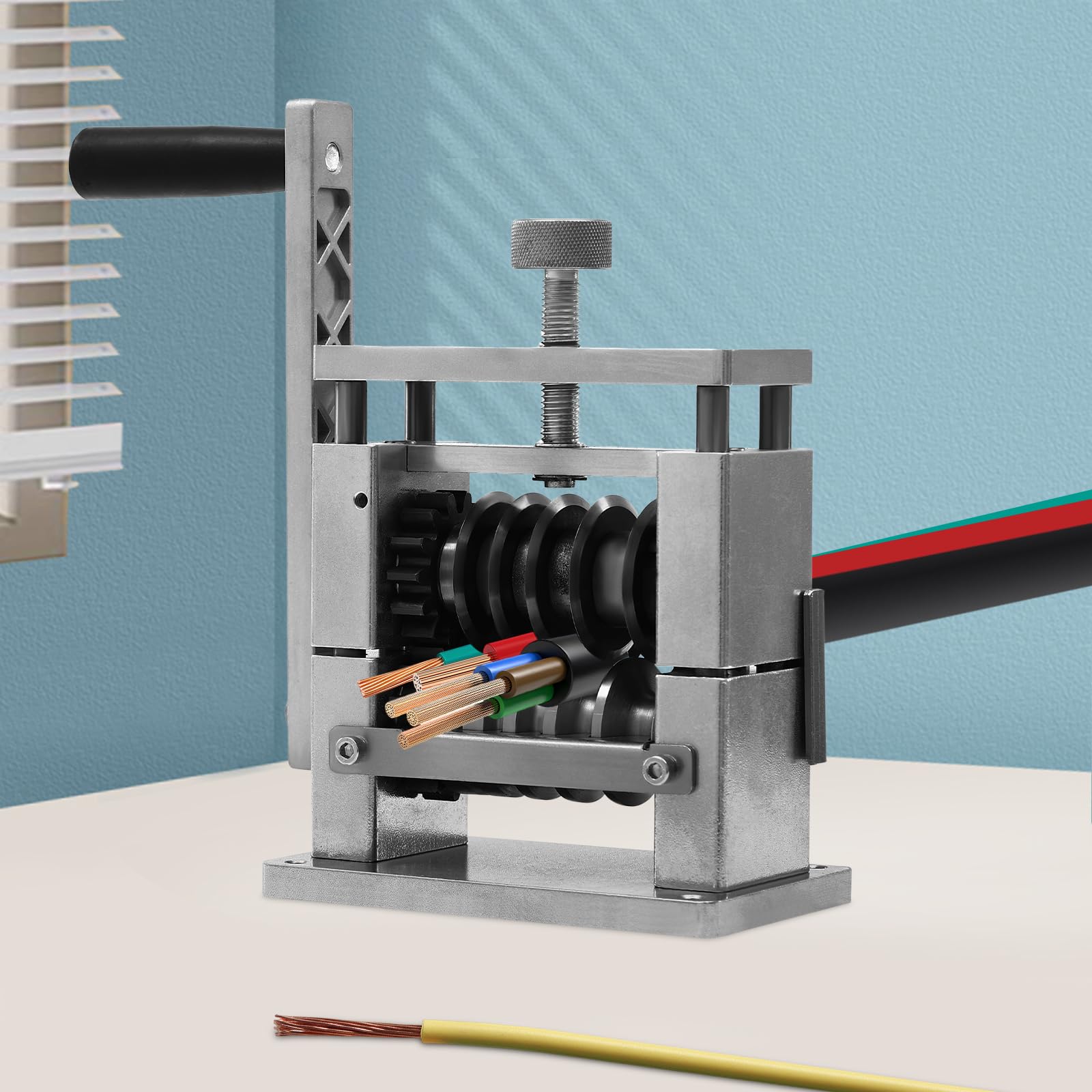 Máquina pelacables manual 100 rpm, pelacables de 3,4-17 mm, manual eléctrico, herramienta pelacables de dos modos con mango extraíble y cuchillas de carburo, altura de la cuchilla ajustable