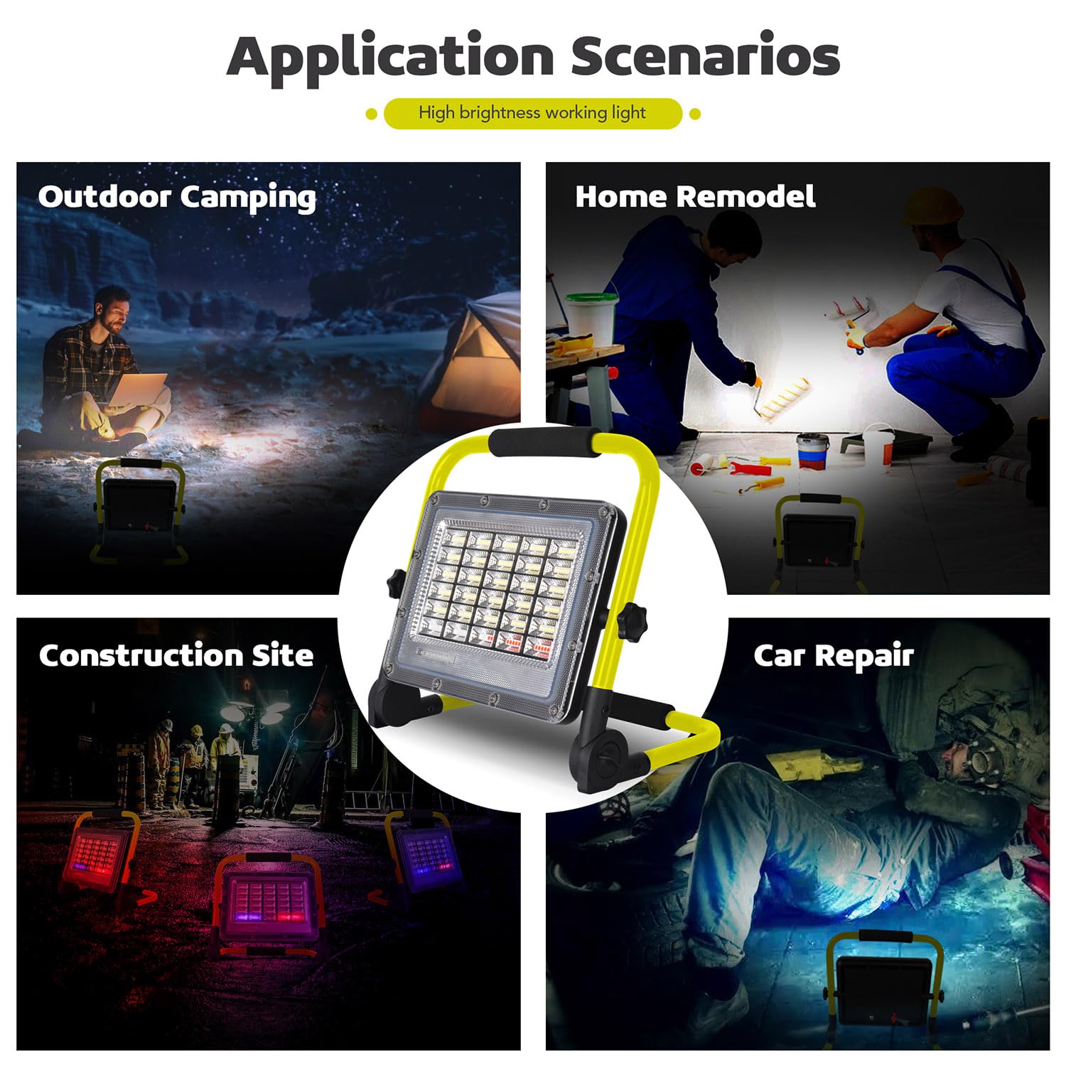 ledbox Proyector LED, 100W con batería de Litio recargable + emergencia, Blanco frío