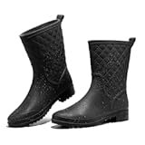 Rain Boots for Women&comma; Lightweight Fashion Rubber Boots Mid Height Waterproof Garden Shoes Women&apos;s Rain Footwear