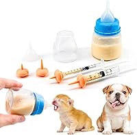 Vista 1 de Juego de biberón y jeringa para mascotas para cachorros y gatitos (1 botella, 2 jeringas, 6 pezones) azul