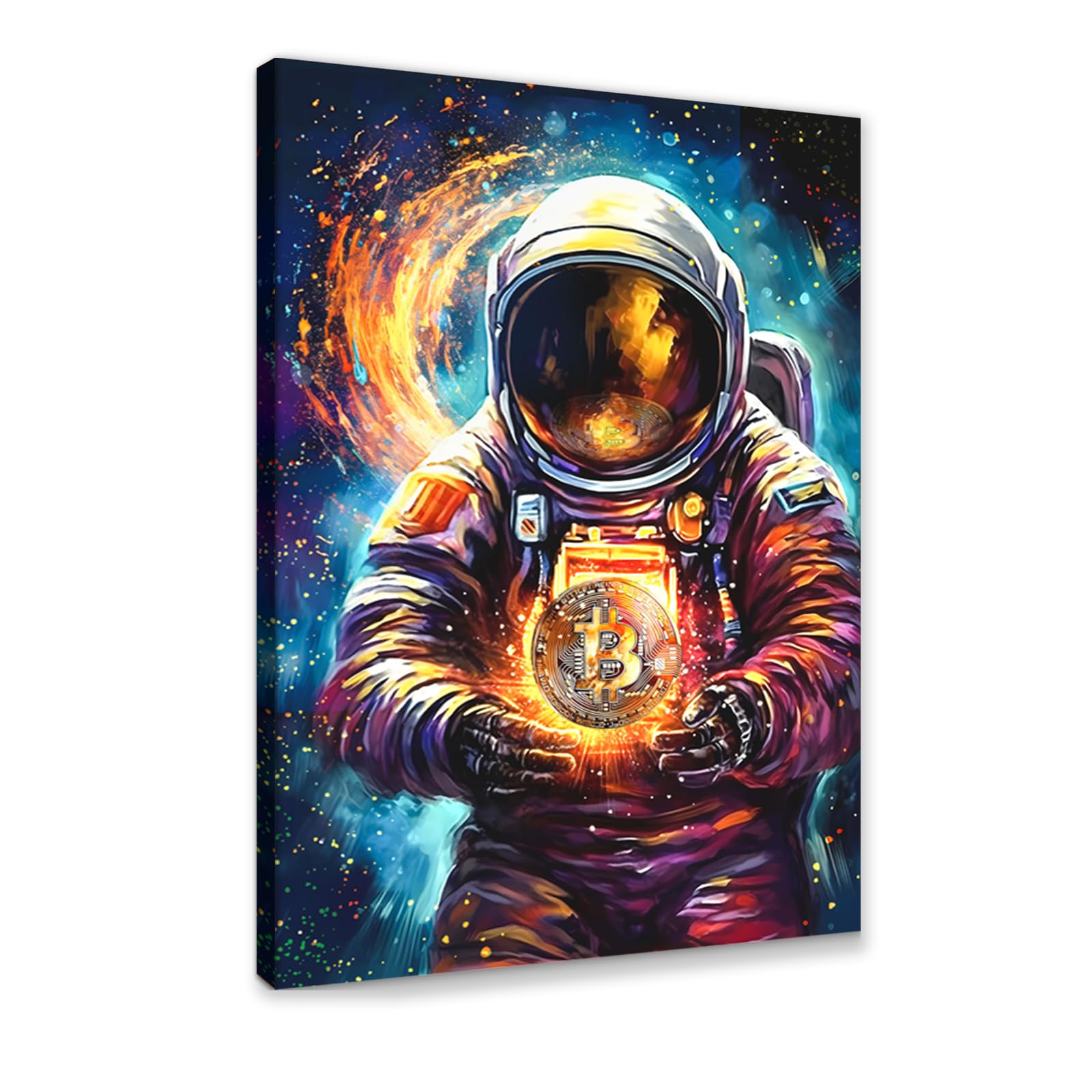 Amazon.com: Canvas Trend Space Exploration Poster Colorful Graffiti Bitcoin  Astronaut Conceptual Painting for Modern Foyer Decor 28x44in: Posters &  Prints