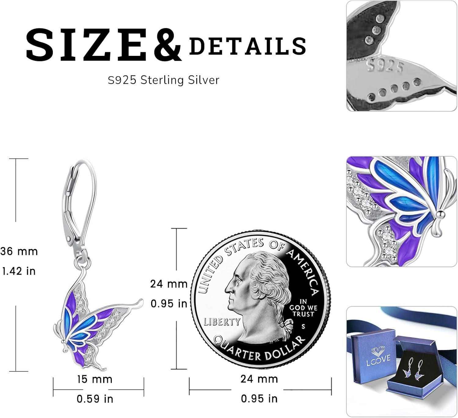 Sterling Silver Tree of Life/Flower/Bee/Animals/Cat/Hummingbird Dangle Earrings Moonstone Turquoise Drop Leverback Earrings Jewelry Gifts - Image 4