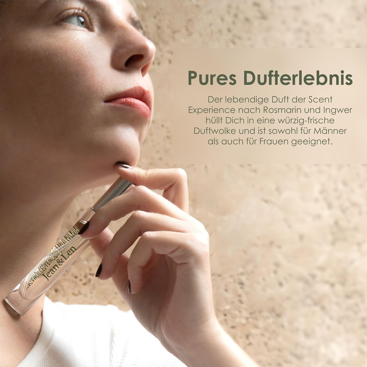 Jean & Len Scent Experience Rosemary & Ginger, Eau de Toilette with rosemary & ginger fragrance, practical mini perfume, ideal for on the go, minimalistic glass bottle, 0.34 Fl. Oz. - Image 3