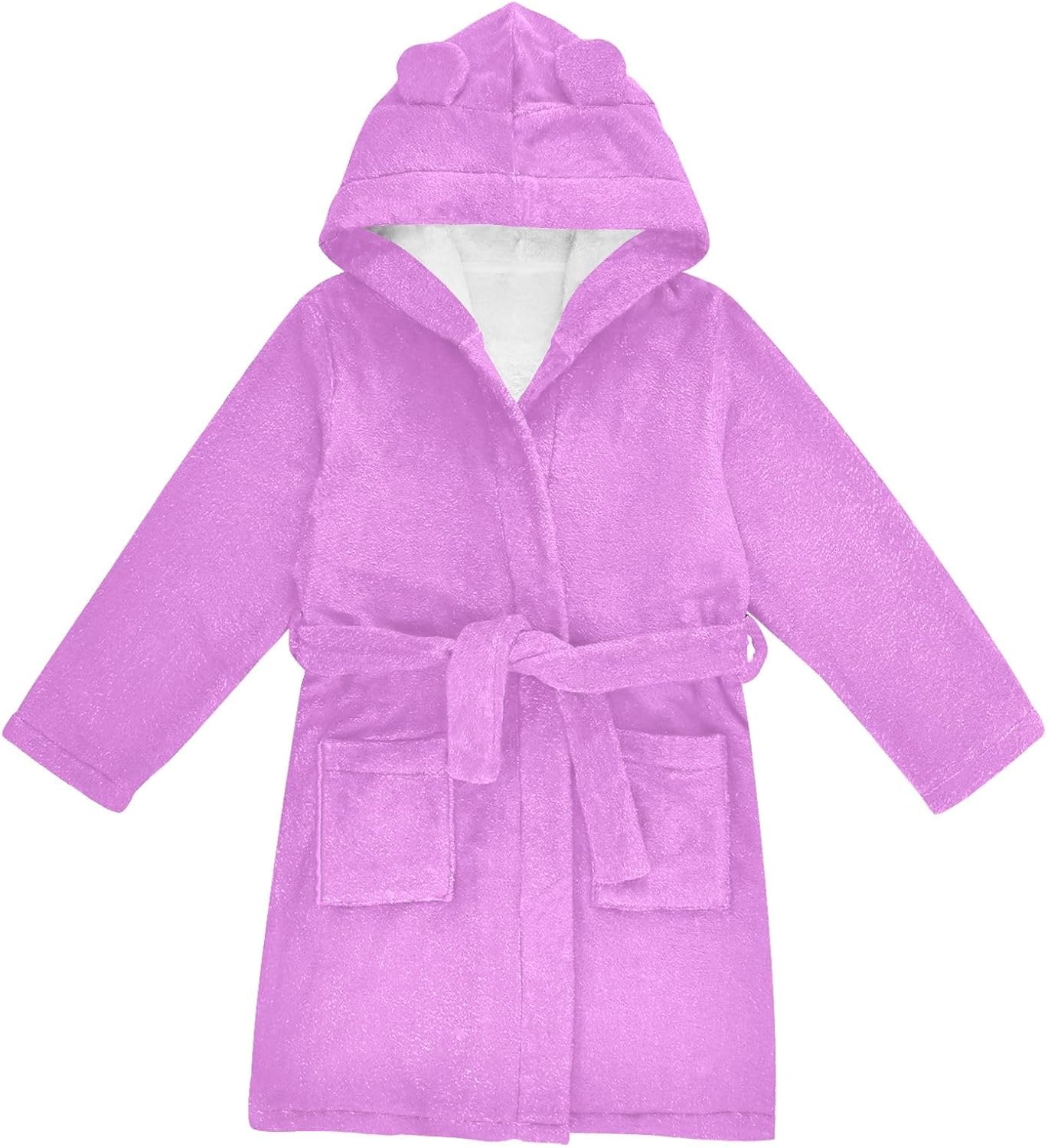 ODAWA Lavender Magenta Kids Bathrobe, Soft Plush Hooded Robe, Quick Dry Swim Bath Towel for Boys Girls, Toddler Bathing Wrap