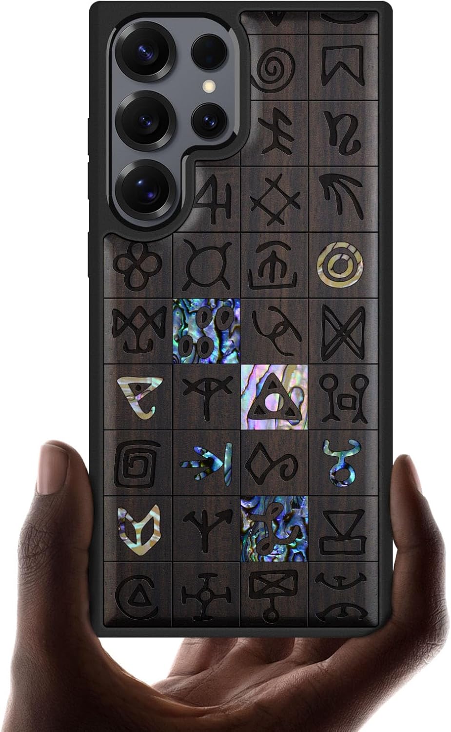 Carveit Magnetic Wooden Case for Samsung Galaxy S25 Ultra Case, Wood Artisan Engraved & Handmade Shell Inlaid, Compatible with MagSafe Wireless Chargers (The Medusa Enigma) Rosy