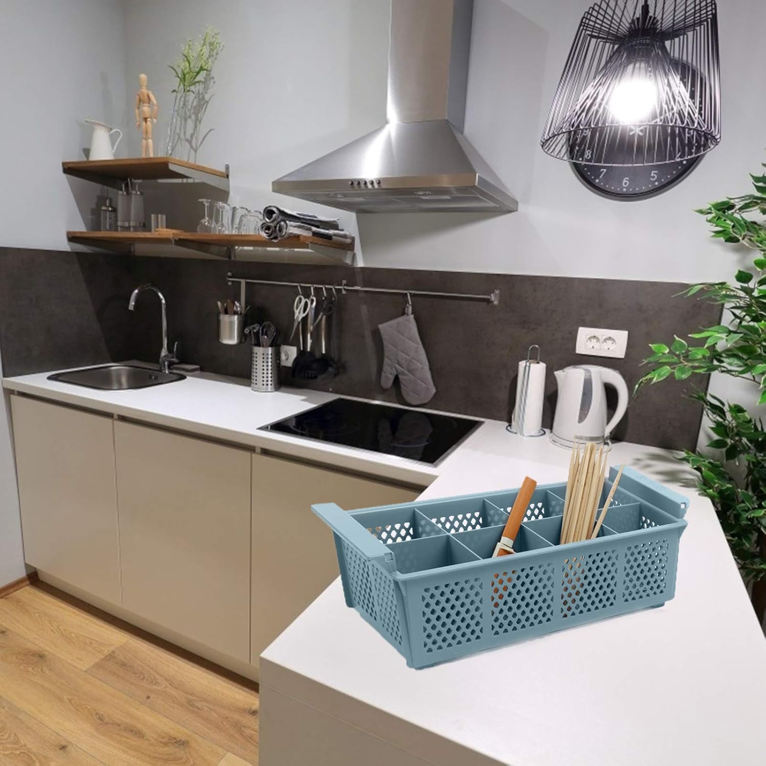 Dishwasher Cutlery Storage Basket Capacity Utensil Organizer Compartments for Kitchen Dishes Easy to Move Neat Kitchen Styles