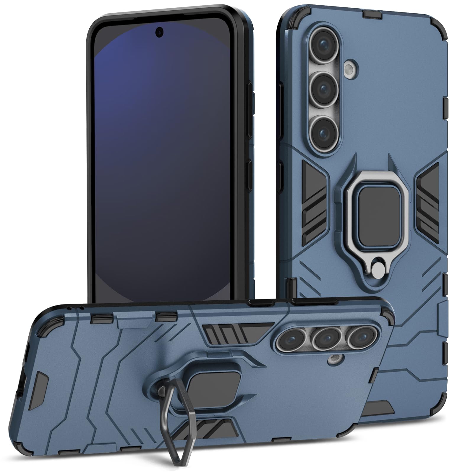Funda para Samsung Galaxy A13 4G con Cristal Templado Protector Pantalla, Carcasa Antigolpes con Soporte anular metálico, Case Protectora de Grado Militar, Negro — view 138