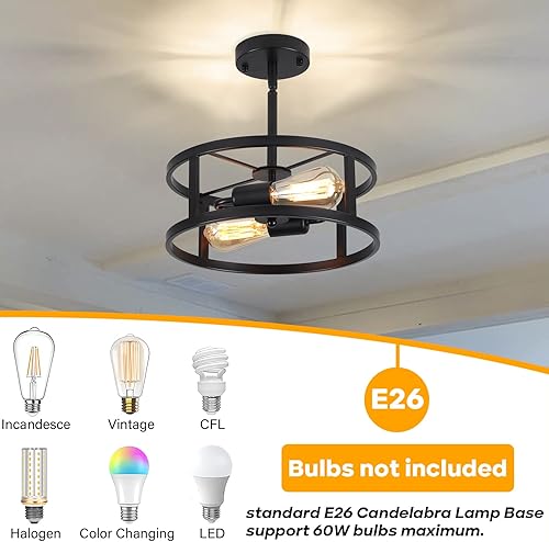 Miniatura 5 de Lámpara de techo industrial negra semiempotrada, iluminación de cocina de granja, lámparas de techo inclinadas para comedor, pasillo, entrada, 2