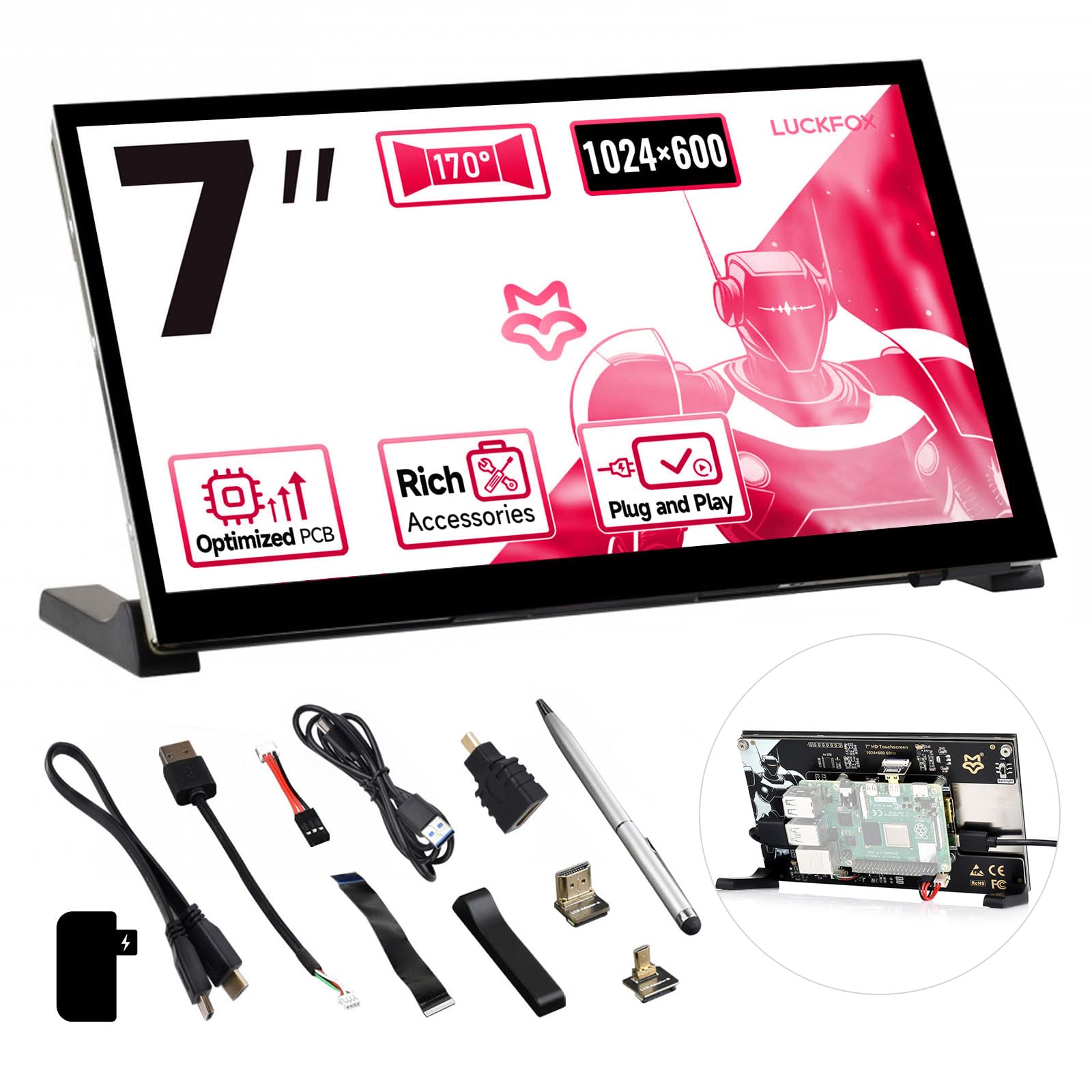 Amazon.com: Generic LUCKFOX Touchscreen,7 inch HDMI 1024x600