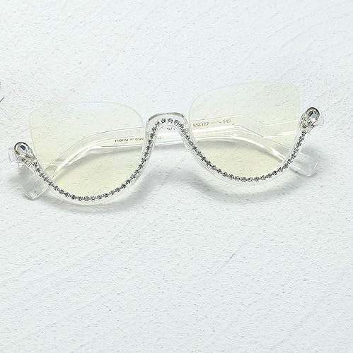 Miniatura 4 de Gafas de lectura con diamantes de imitación retro estilo punk transparente medio marco ojo de gato brillante diamantes de imitación 2 piezas