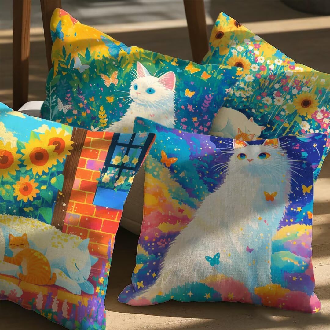 Housse de coussin 50x50cm en lin blanc avec fermeture éclair invisible