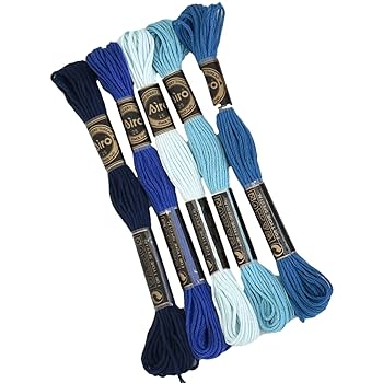 Amazon.co.jp: MYmama 刺繍糸 5色 セット 約8m 25番 (水色