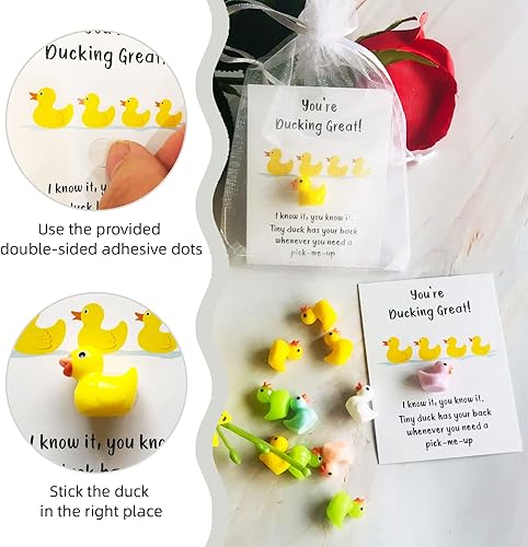 Miniatura 3 de 30 Sets Inspirational Gift Include You're Ducking Great Cards Thank You Gifts Funny Cards Mini Resin Ducks Organza Bags Bulk for Students Coworkers