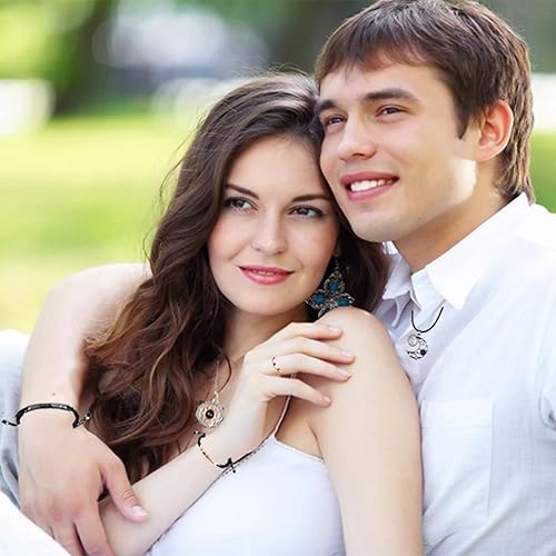 Miniatura 2 de Juego de 6 pulseras a juego para parejas, collar con texto en inglés "I Love You" en 100 idiomas para parejas, hecha a mano, cuerda trenzada