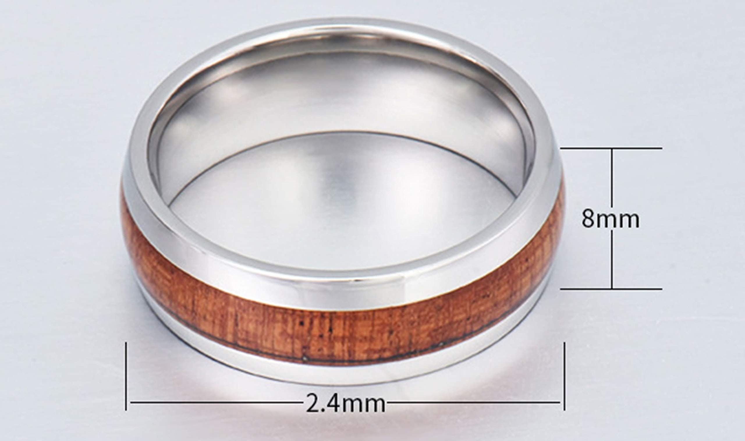 Anello Uomo Tungsteno Anelli Intarsiato con Venatura del Legno FEDI Nuziali Comfort Fit Anello Uomo con Incisione 8MM Anello Tungsteno Argento Marrone Misura 12-31