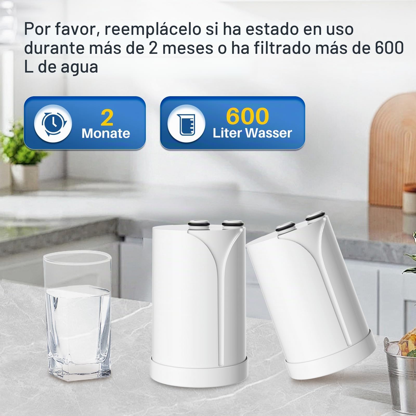 GOLDEN ICEPURE On Tap Pro V-MF para filtros de agua BRITA para grifos (600l), Filtro Agua Grifo Brita On Tap paquete de 4 unidades
