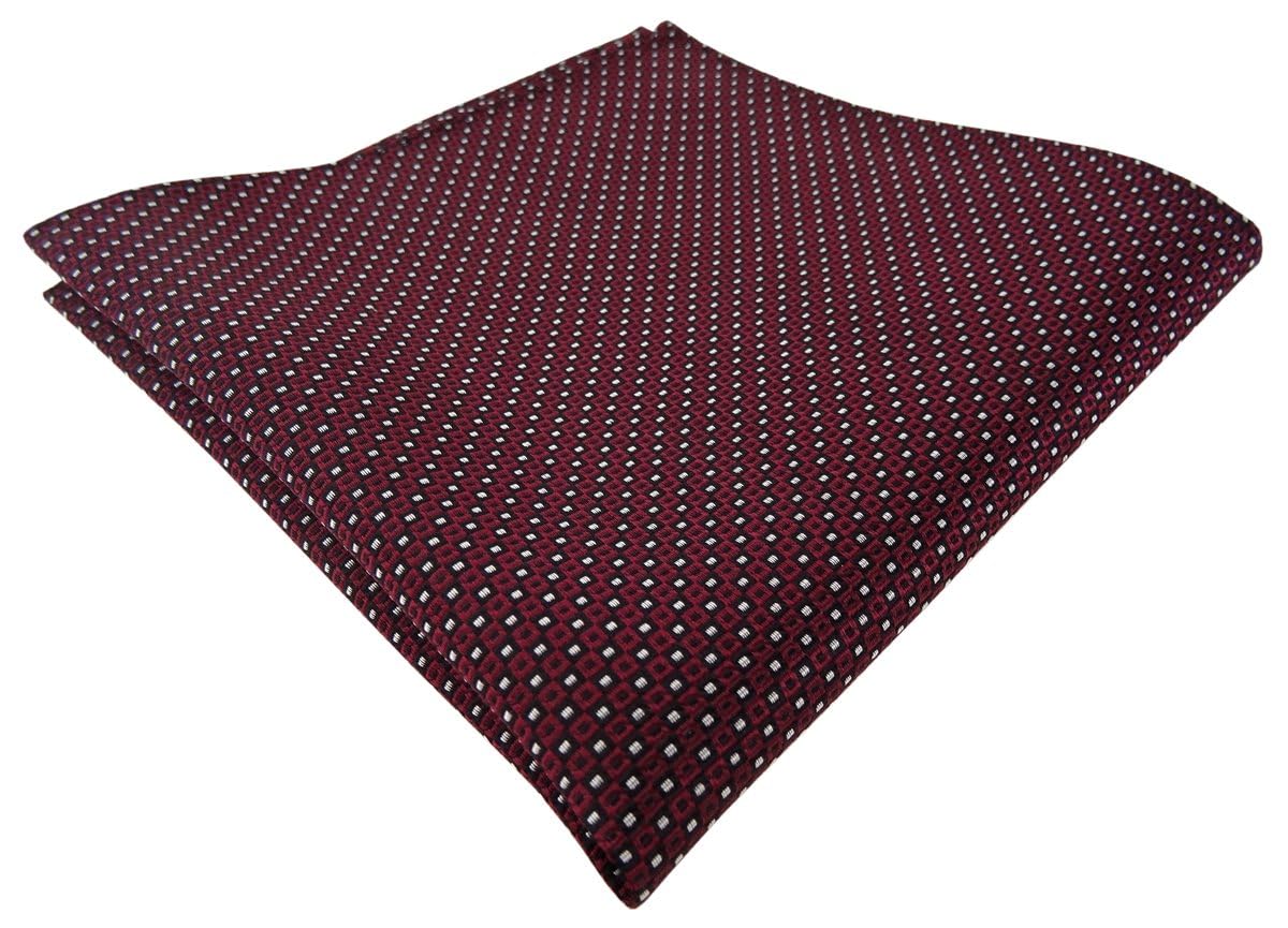 TigerTie Men's Polka Dot Handkerchief Red bordeaux silber schwarz One size