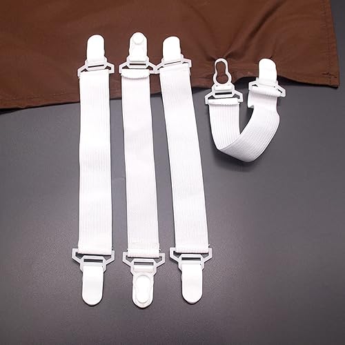 Miniatura 8 de Hyuduo Correas de soporte para sábanas, 4 piezas ajustables para sábanas de cama, correas elásticas, soporte de clips de fijación, sujetadores de