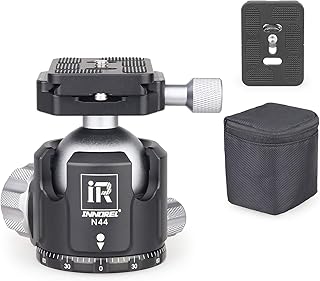 INNOREL Low Profile Tripod Ball Head 44mm Ball Dia Max Load 55lb/25kg All Metal CNC 360° Panoramic Shooting Camera Mount with Two 1/4" Arca Swiss Quick Release Plates for Tripod DSLR Camcorder(N44)