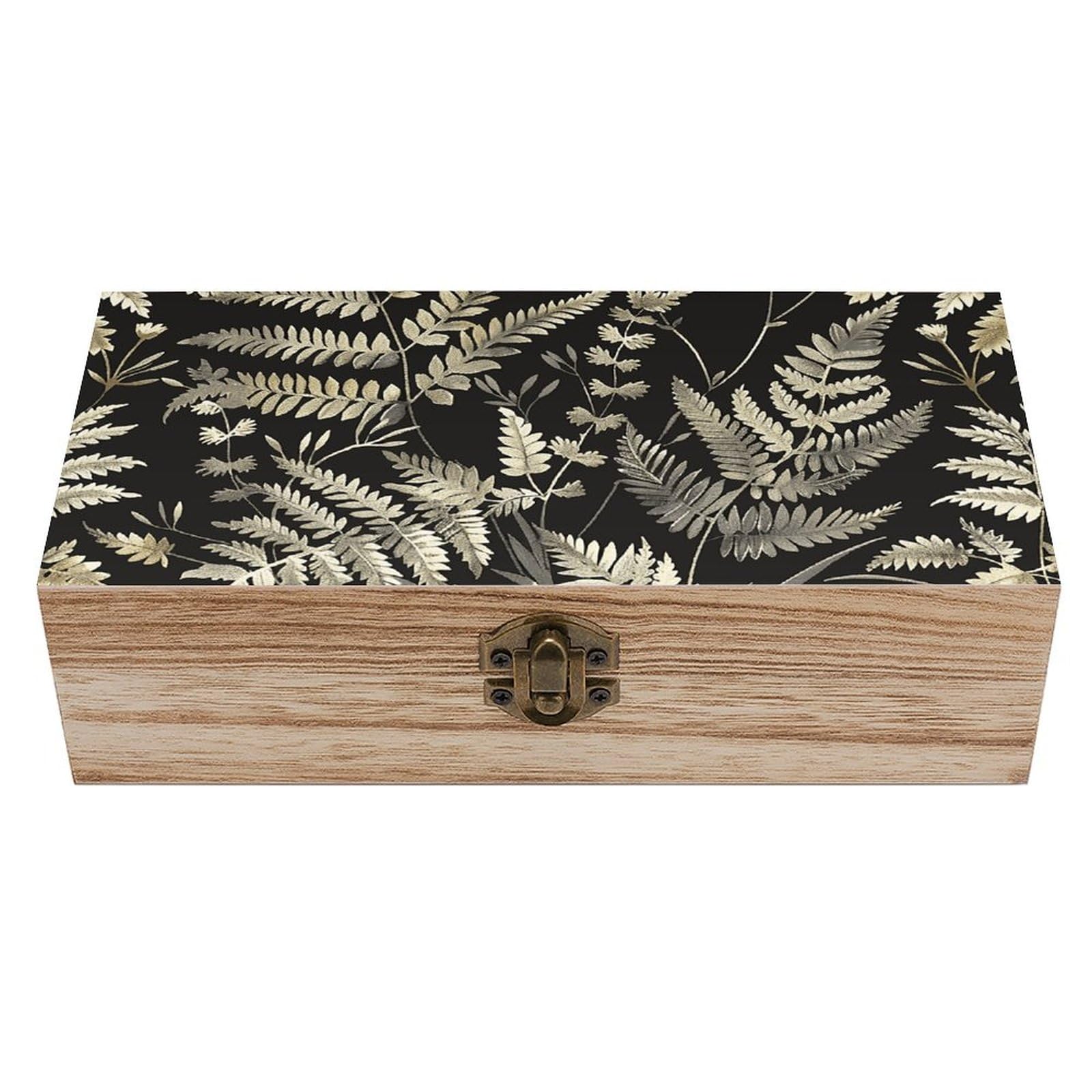 NTVOWPZO Wooden Storage Box Vintage Fern Style Wood Gift Box with Hinged Lid Vintage Decorative Boxes Jewelry Memory Box for Jewelry Art Hobbies Home Storage Treasure Keepsake Gift