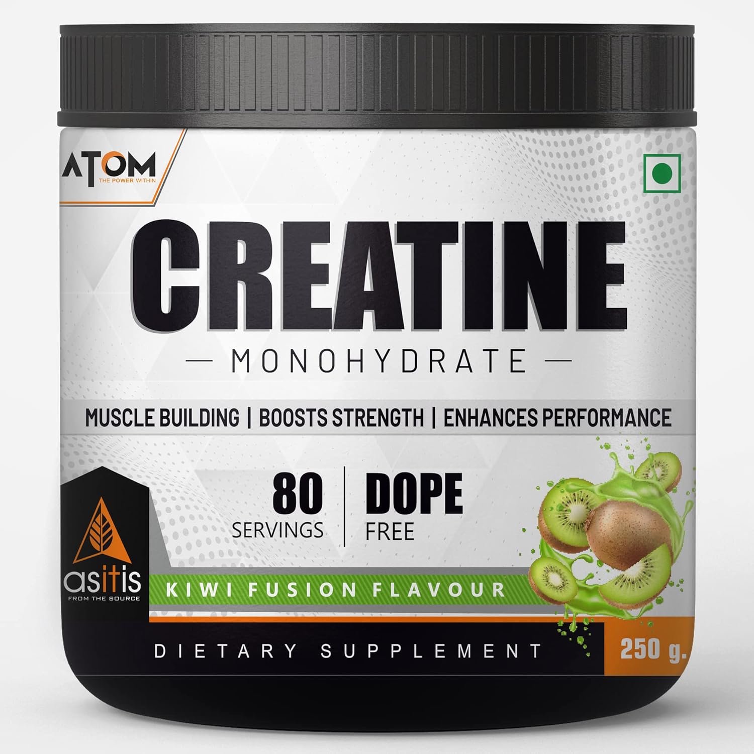 ASITIS ATOM Creatine Monohydrate 250g 80 Servings Dope Free