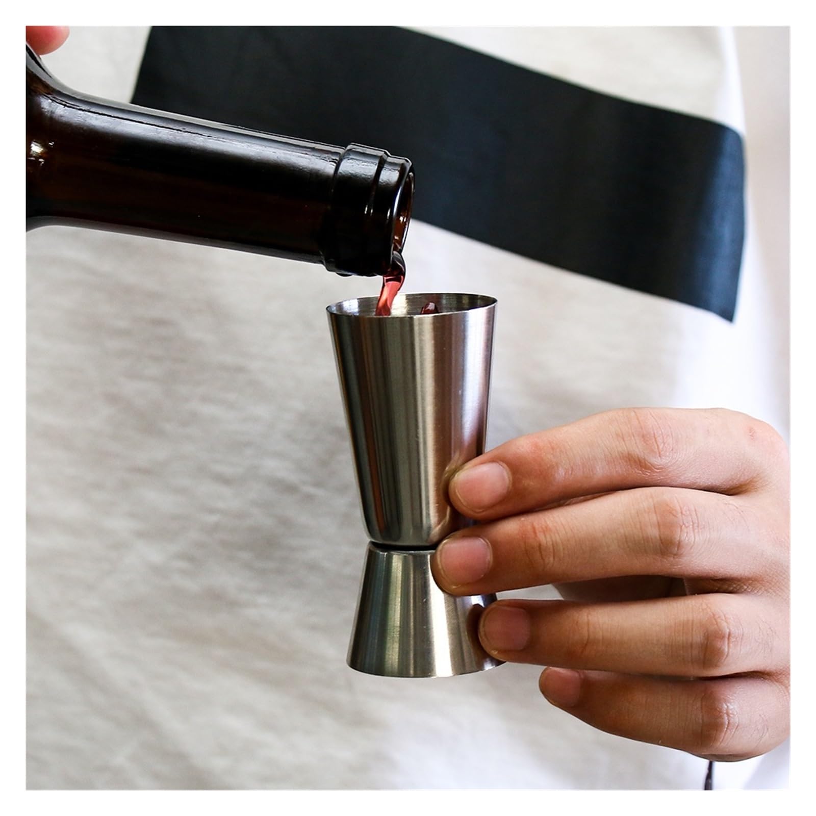 Vaso medidor de acero inoxidable de doble tiro, coctelera para bebidas alcohólicas, herramientas de cocina y bar (estilo b)