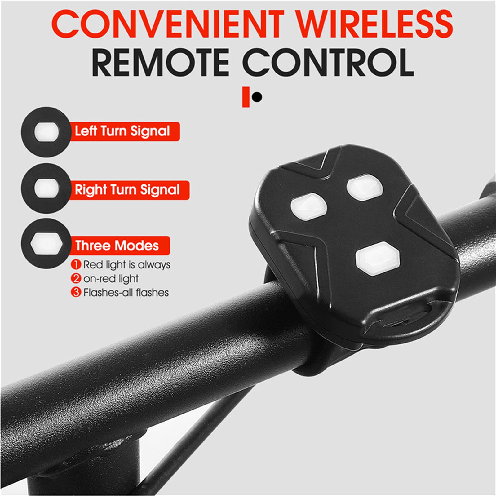 Vélo Clignotant Télécommande Indicateur de Direction LED Feu Arrière avec Klaxon VTT USB Rechargeable Lampe Vélo Feu Arrière