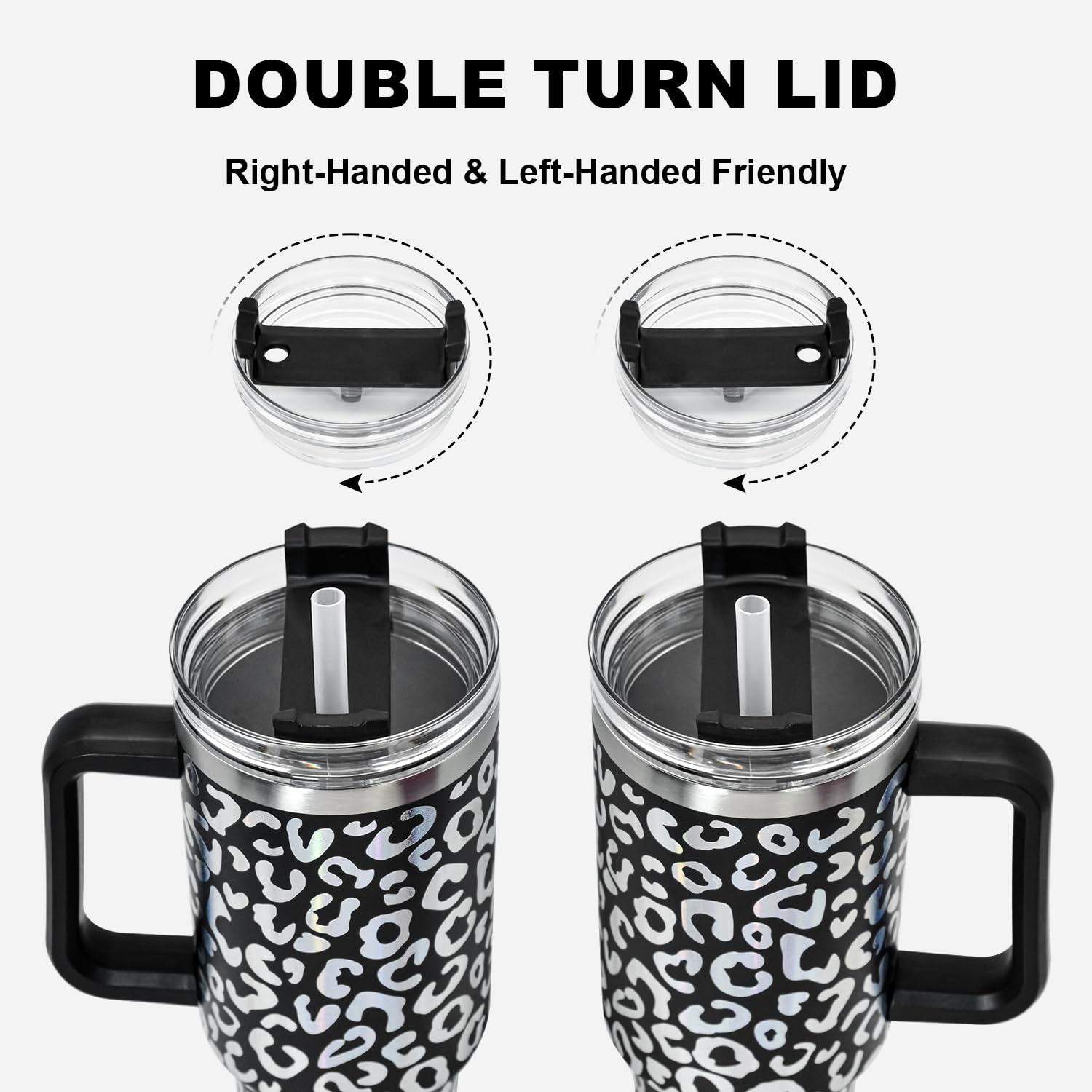 Vaso de 40 onzas con asa y popote, taza de viaje 100% a prueba de fugas, taza de café aislada al vacío de doble pared de acero inoxidable que mantiene el frío durante 34 horas, apto para