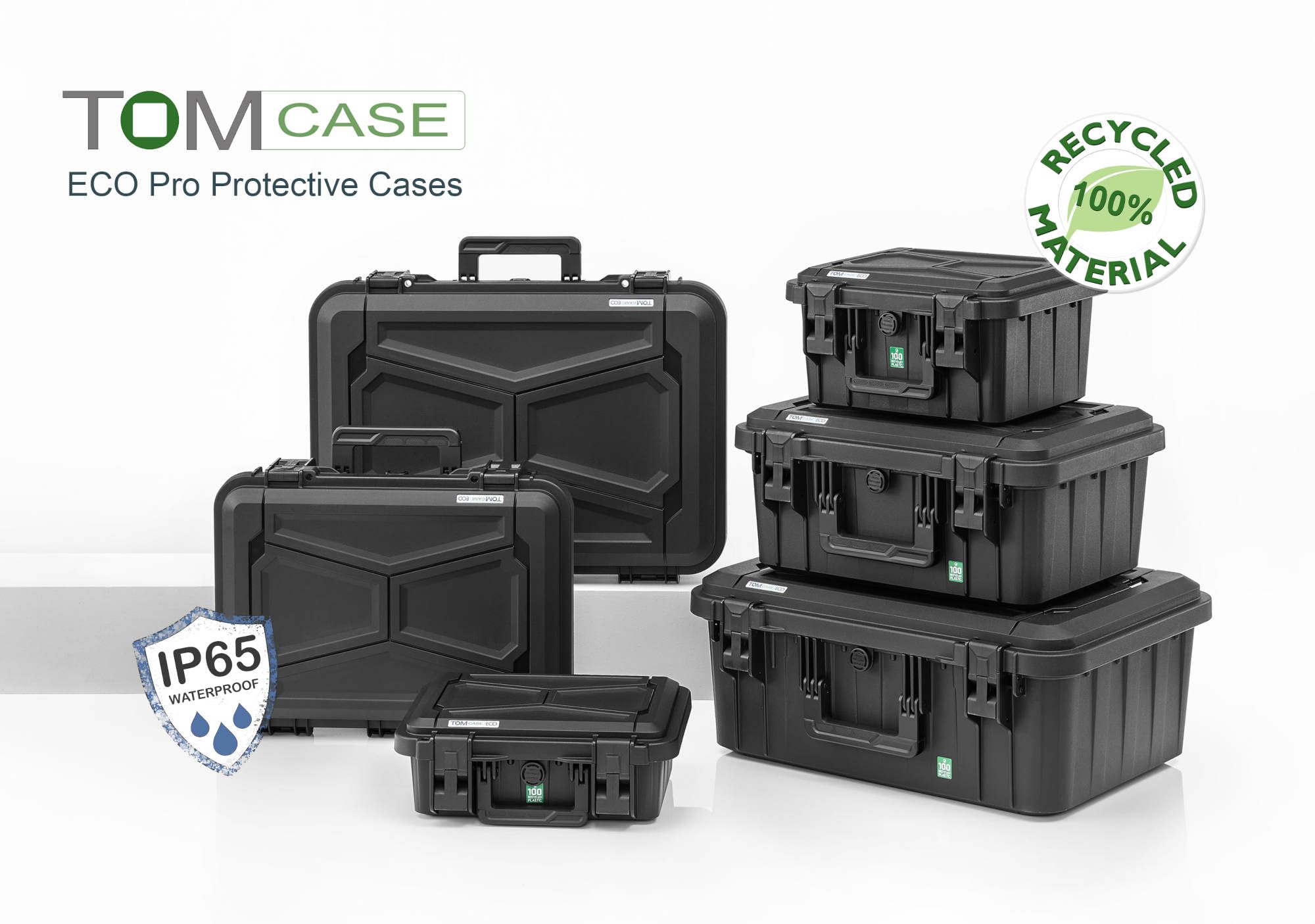 TOMcase custodia per tablet, notebook/laptop e accessori, custodia rigida ECO impermeabile con schiuma a griglia/cubo e supporto per laptop 3in1 per 11", 13" e 15"