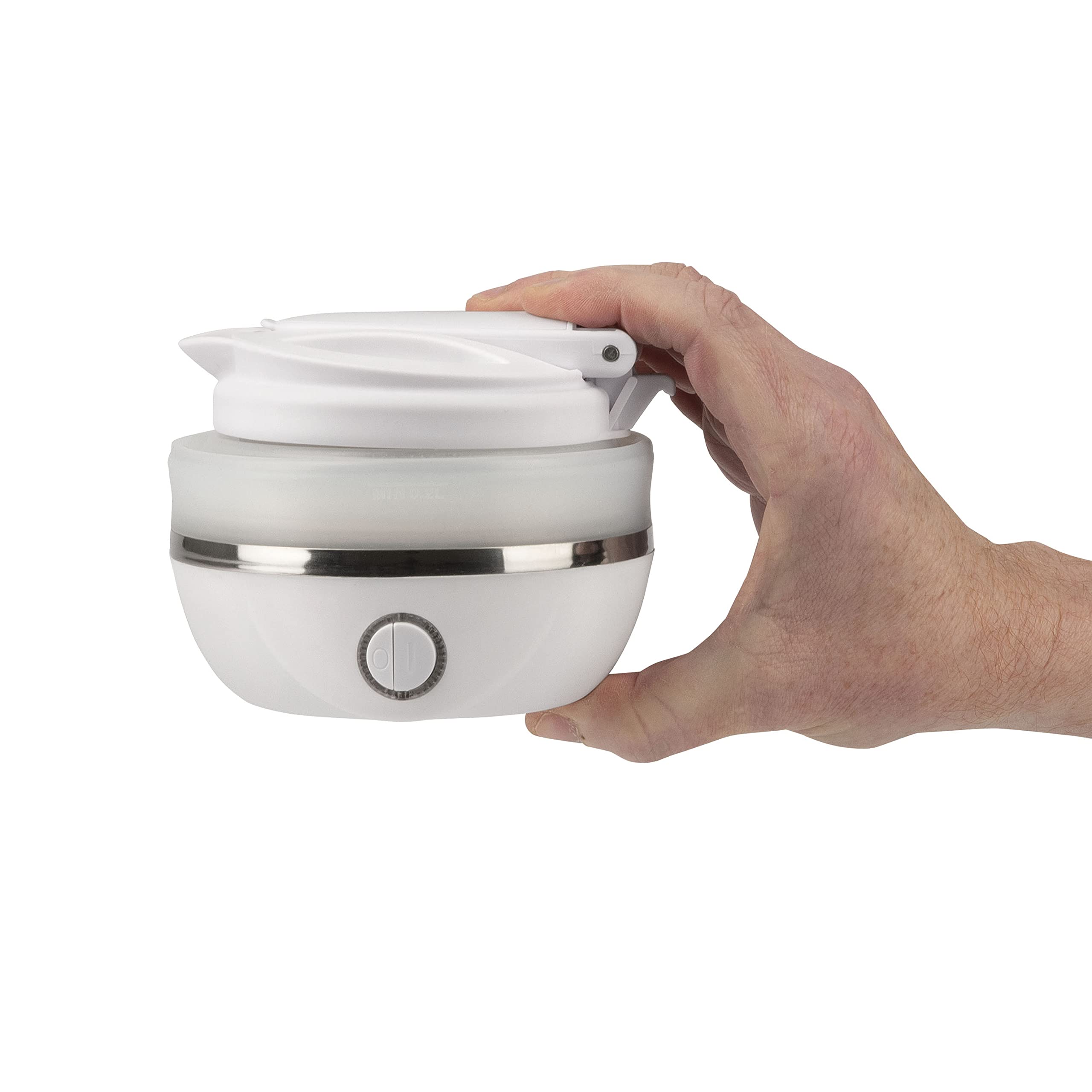 G3 Ferrari G10165 Bouilloire pliante en silicone « Compa », double tension, 0,8 litres, 750 W, Blanc