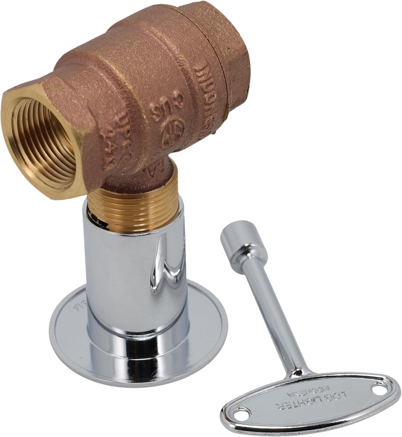 Supplying Demand BVL-3SK-CP Fireplace Fire Pit | 3/4" IPS Straight Log Lighter Ball Valve with Chrome Plated Cover and Key