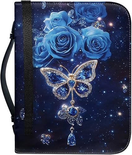 Miniatura 5 de FOR U DESIGNS Bolsa de cuero para la Biblia para mujer, funda de Biblia pequeña con asa, estampado floral de mariposa, soporte para la Biblia,