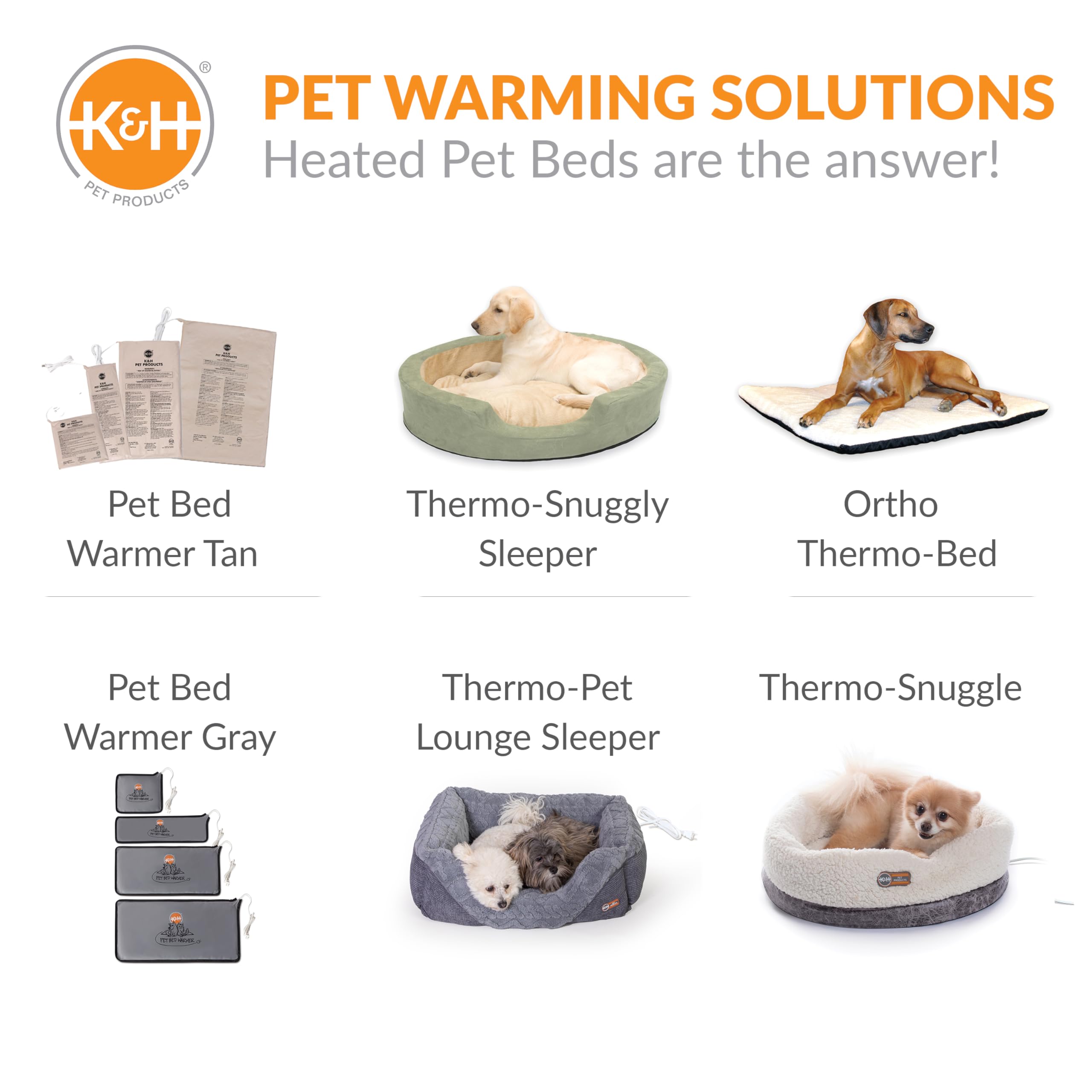 K&H Pet Products Calentador de cama para mascotas, gris, grande, 28 x 60 cm
