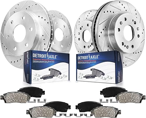 Detroit Axle - Kit de frenos para Chevy Silverado Sierra 1500 Tahoe Yukon XL Suburban Escalade rotores de freno perforados y ranurados Pastillas de