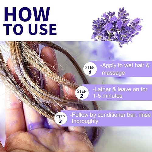 Miniatura 5 de Barra de champú púrpura tonificante de latón sin sulfato para cabello rubio, decolorado, plateado o castaño con reflejos para viajes, con recipiente