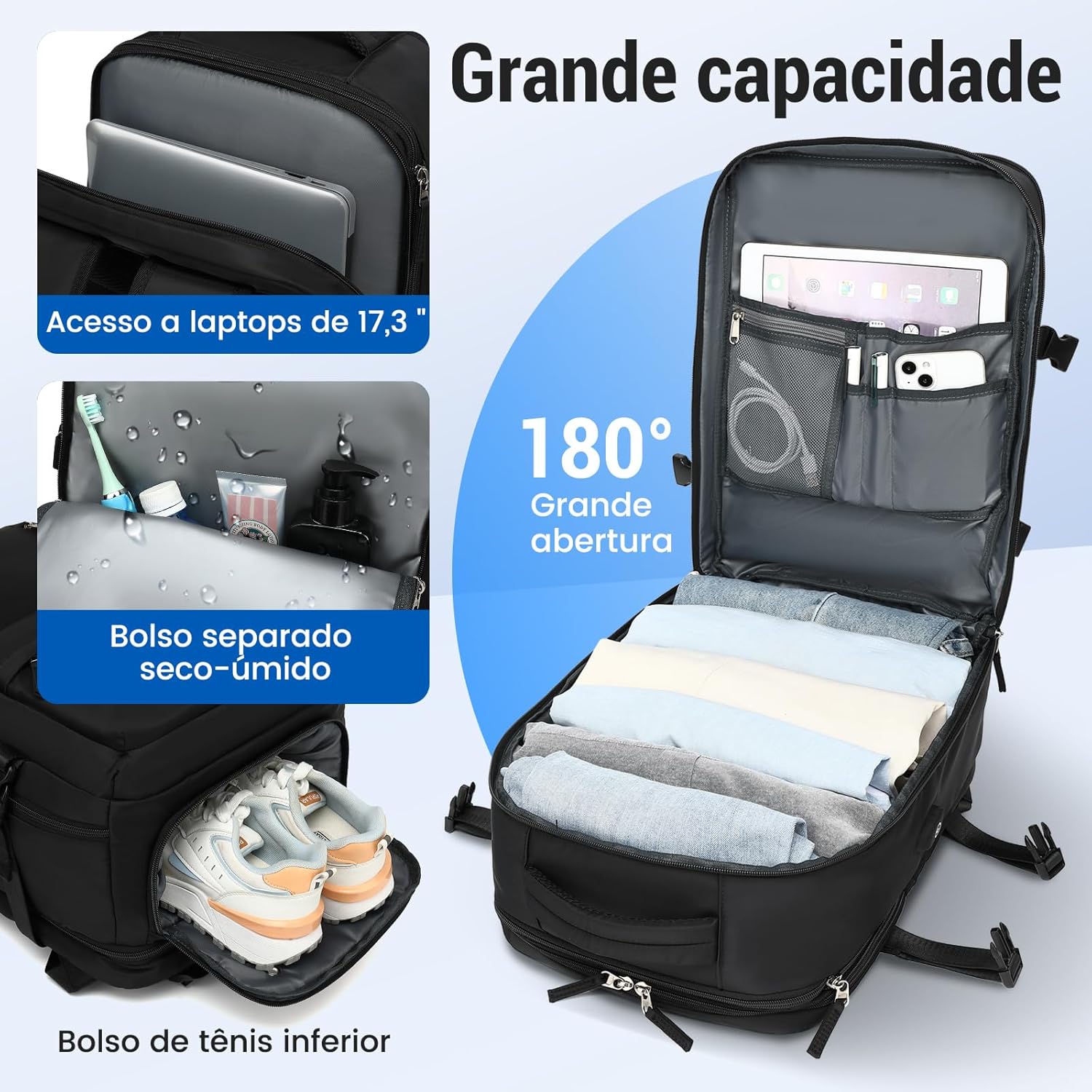 Mochila de Viagem Expansivel Grande Masculina Feminina,Mochila Avião Notebook Bolsa de Sapato,Executiva,Antifurto,Reforçada,USB,Impermeável,Escolar,Faculdade,Trabalho,Presente em promoção! Veja a oferta e mais achadinhos de Bolsas 4 Hoje é o melhor dia para comprar Mochila de Viagem Expansivel Grande Masculina Feminina,Mochila Avião Notebook Bolsa de Sapato,Executiva,Antifurto,Reforçada,USB,Impermeável,Escolar,Faculdade,Trabalho,Presente com aquele preço maroto! Promoção! Aproveite a oferta! 4